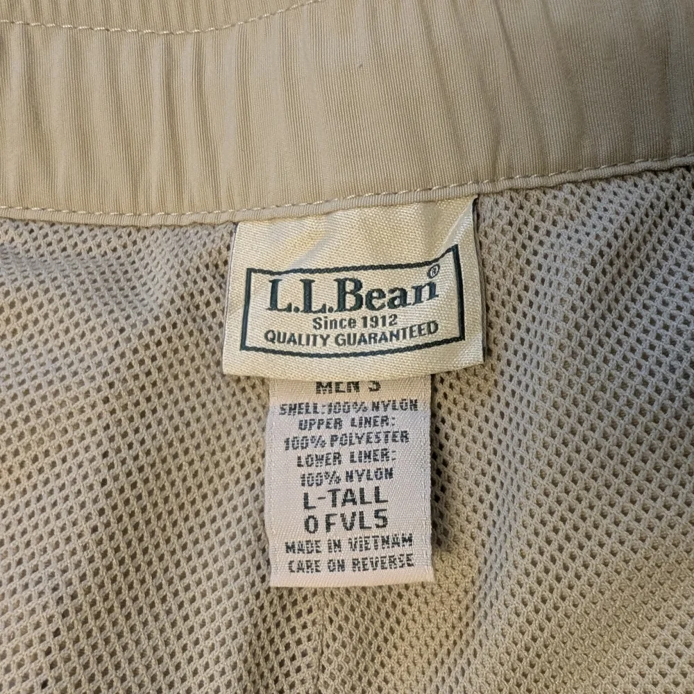 LLBEAN Tropicalwear Pants Nylon Lined UPF Stone Tan Tall Large New
